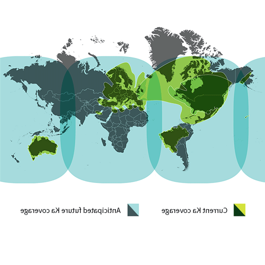 Viasat ka波段SATCOM当前和预期的未来覆盖图